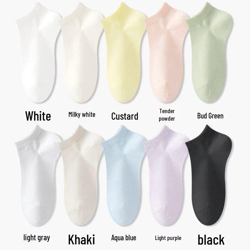 Women s Summer Breathable Anti-Odor Cotton Socks - Invisible Low-Cut Sweat-Absorbing Boat Style One Size Invisible Socks случайные смешанные