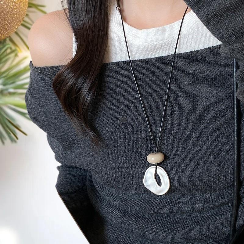 Korean Minimalist Geometric Pendant Long Necklace Women's Irregular Adjustable Versatile Fashion Accessories