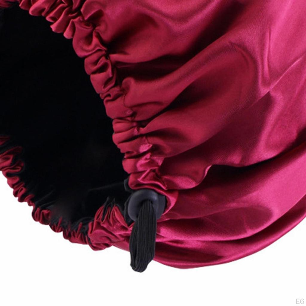 Satin Bonnet Head Wear Adjusting Night Sleep Hat for Bath Long Straight Hair
