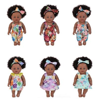 12Inch Reborns Doll Life Like Soft Black Girl Doll for Nursery Room Decoration Classroom Teaching Educaiton Reborns Toy