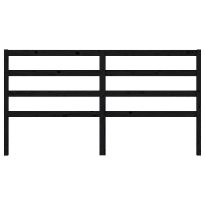 VidaXL Headboard Black 206x4x100 Cm Solid Pine Wood 817664