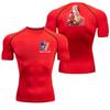 Summer Athletic for Men Compression T-Shirt Breathable Quick-Dry High Elasticity Short Sleeve Tee with Bold Zero Two Graphic Gym