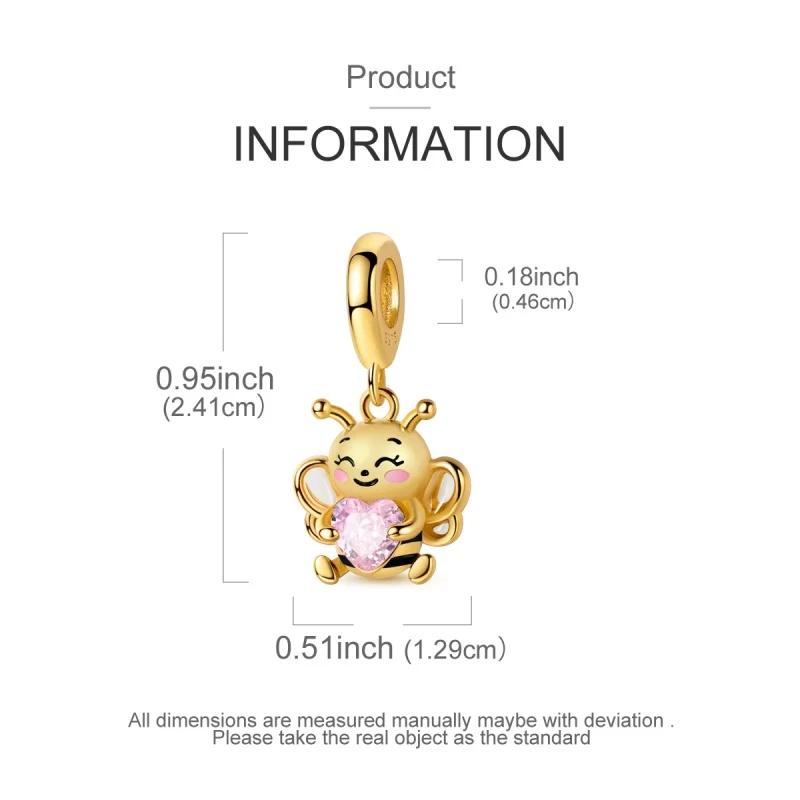 Charms Coppercute Male Bee Pink Heart Beads Fit Charms Plataoriginal Bracelet Beads Women Jewellery Making Diy Gift