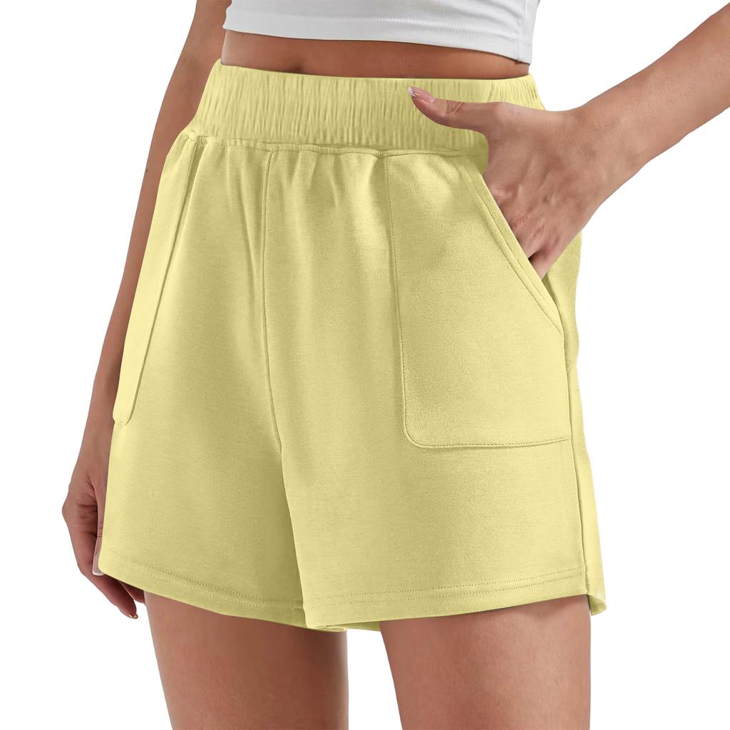 Women's Loose Fit Casual Athletic Shorts Elastic Waistband Side Pockets Lightweight Breathable Fabric Suitable for Outdoor Activities