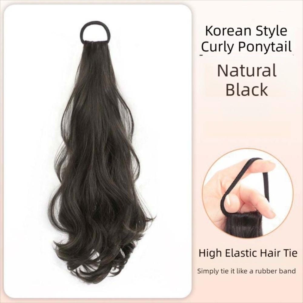 Vitality Long Wavy Ponytail Hair with Rubber Band Hair Band Hairpiece Daily Use