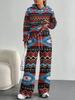 European And American Autumn And Winter Casual Long-Sleeved Suit Women'S Bohemian Hooded Sweater Trousers Two-Piece Set