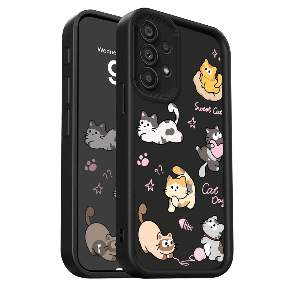 

Playing Cute Cat Phone Case For Samsung Galaxy A54 A34 A14 A73 A53 A33 A23 A13 A72 A52 A52S A32 A22 A71 4G 5G Staircase Soft Cov Samsung A14 чорний