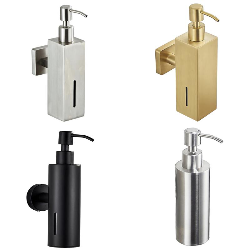 304 Stainless Steel Soap Dispenser Black Shower Shampoo Bottle Hotel Wall Hanging Press Hand Sanitizer Bottle