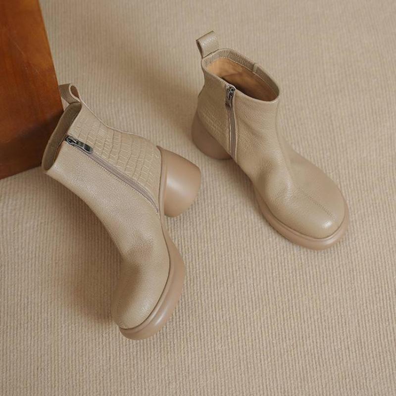 

Осенне-зимние женские модные ботинки из овчины однотонные на среднем каблуке большого размера женские ботинки новая резиновая платформа молния низкие ботинки женские 40