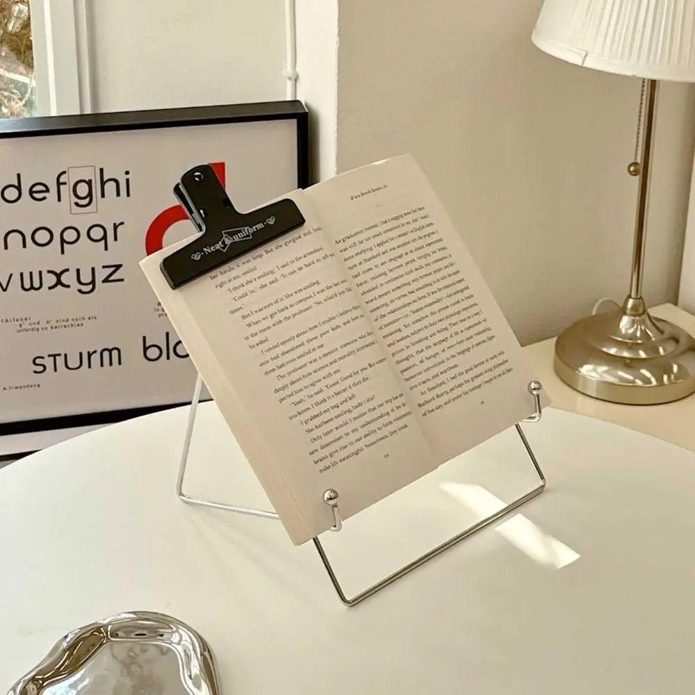 Silver CD Rack Metal Reading Stand Portable Lazy Support Frame