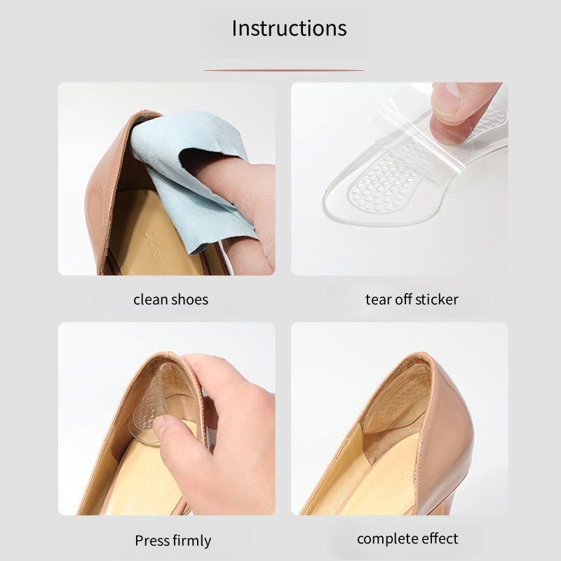 Silicone Gel Women High Heels Cushion Stickers Non-Slip Shoe Pads Adjustable Size Heel Insoles Protectors Foot Care Liner Insert