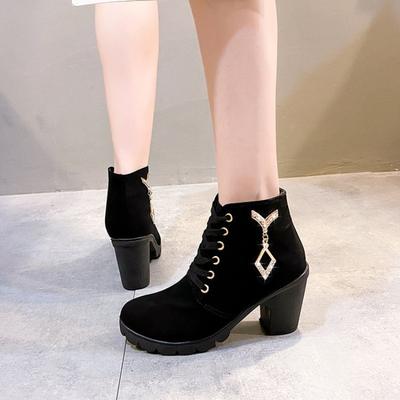 Large Size Short Boots Women's Autumn and Winter New High-heeled Women's Boots Muffin Thick-heeled Fashion Boots