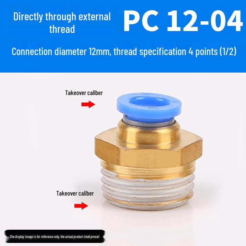 Luftröhre Pneumatischer Schnellverbinder PC8-02, Kupfer Außengewinde, Gerader Schnellsteckverbinder PC10-03/12-04.