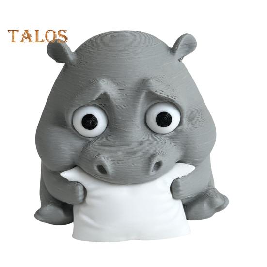 

Грустный малыш бегемот 3D печатный бегемот орнамент миниатюрная фигурка бегемота настольное коллекционное украшение бегемота для домашнего офиса серый