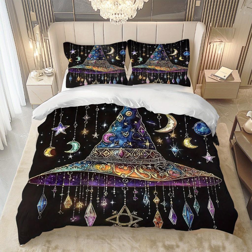 Fantastic Sparkling Jewelry Hat Print Bedding Set Soft Duvet Cover King Queen Twin Single Size Birthday Gift Bedroom Decoration