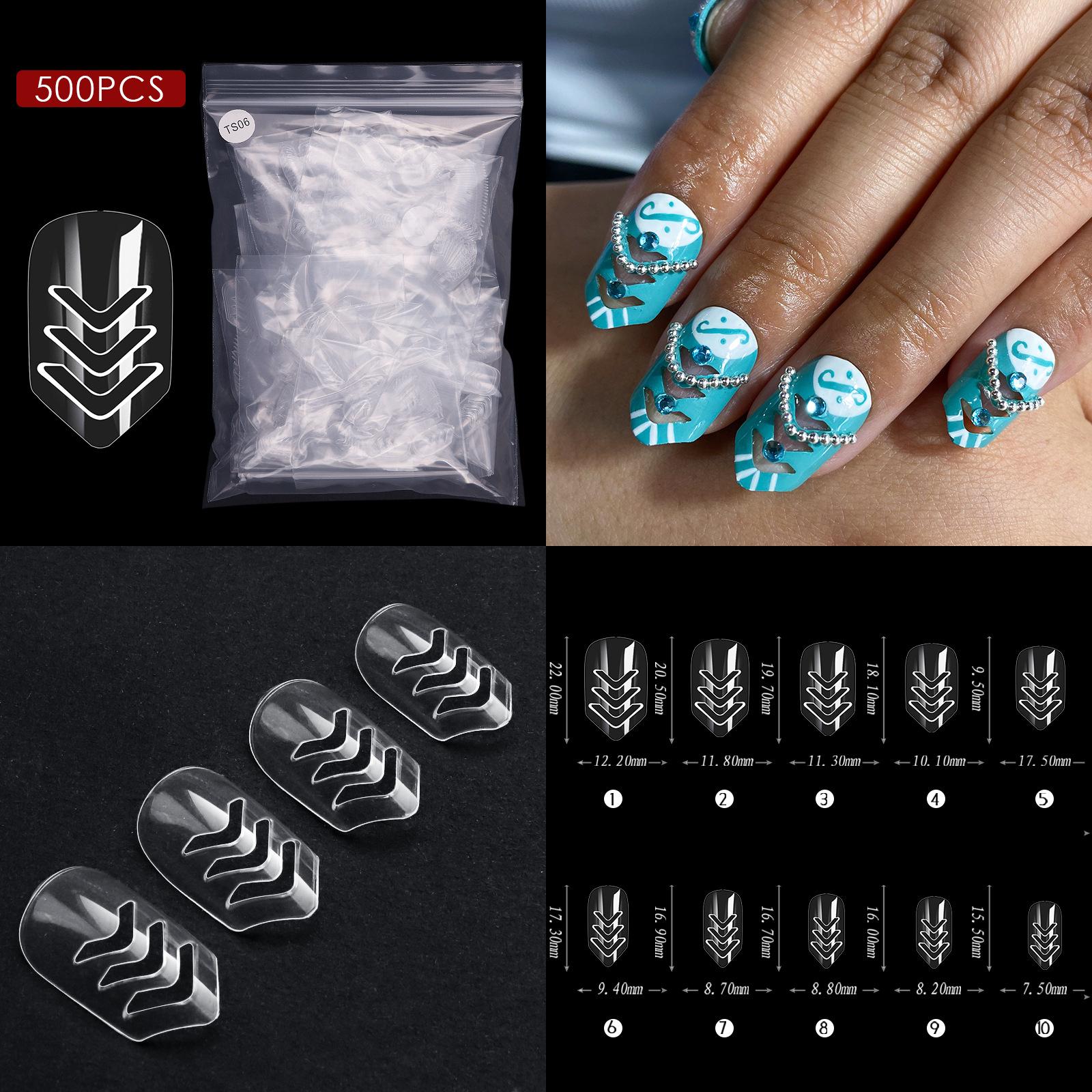 

Елемент нейл-арту Спеціальний тип нігтя Спеціальна форма, порожнистий ніготь зі зіркою, прозорі мереживні французькі штучні нігті