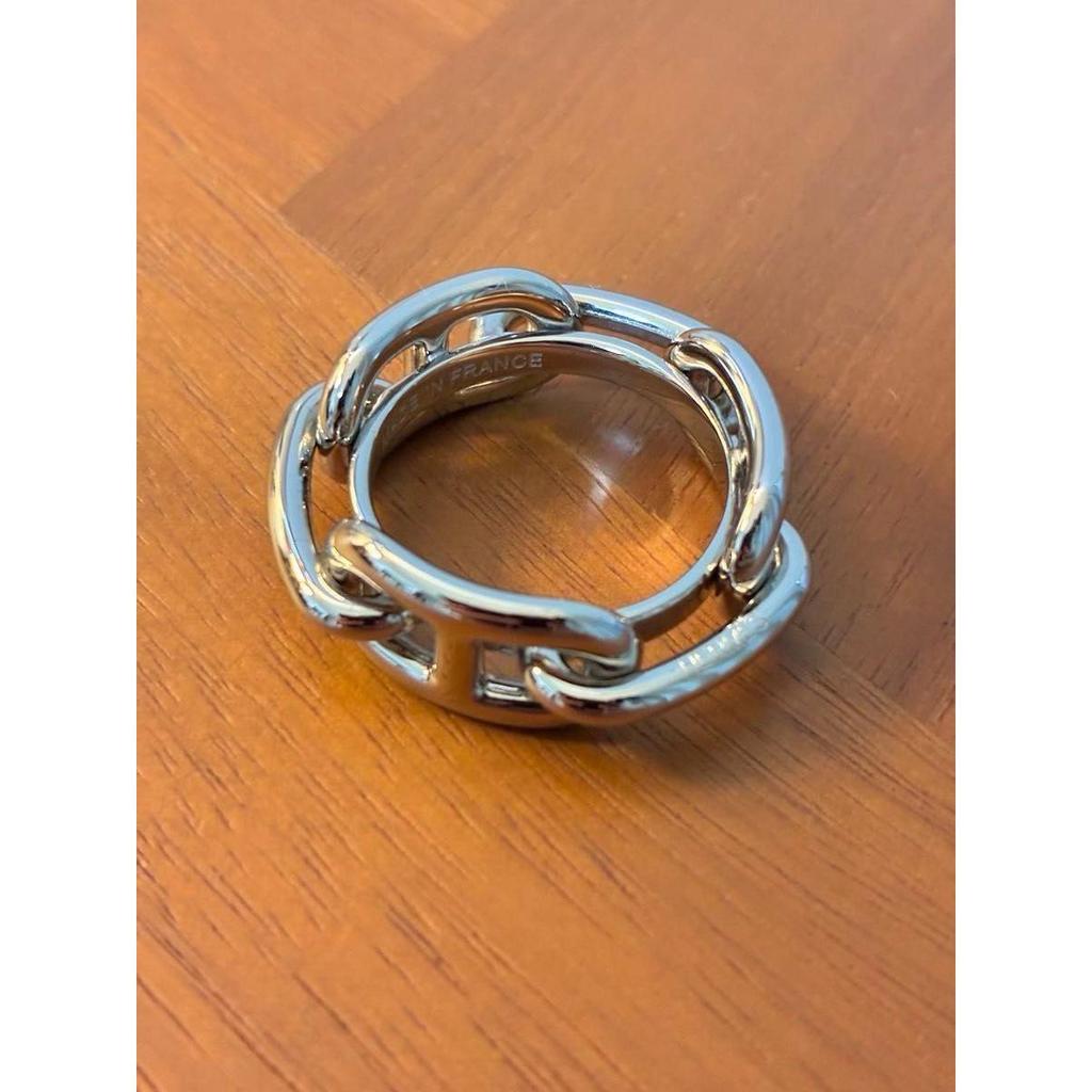 Used New HERMES Hermes Ring Scarf Scarf Ring Silver Chaine d'Ancre Necklace Unused Legato Storage Bag