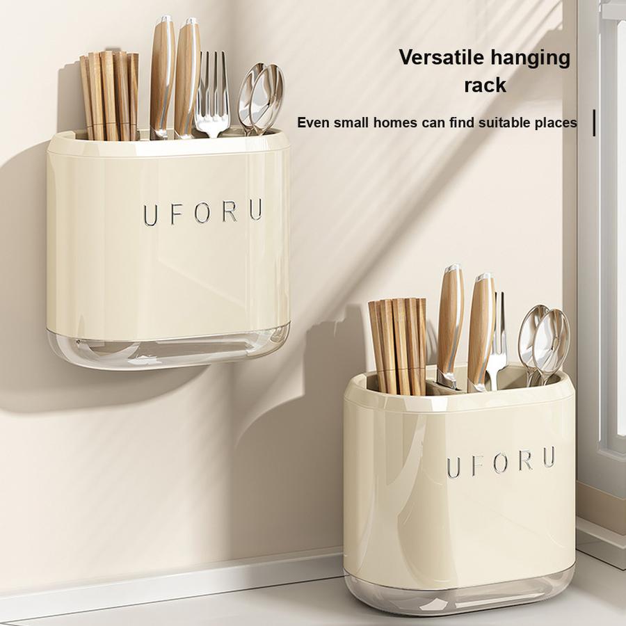 Wall-mounted chopstick storage box, kitchen shelf, punch-free knife holder, integrated chopstick cage storage and hanging rack