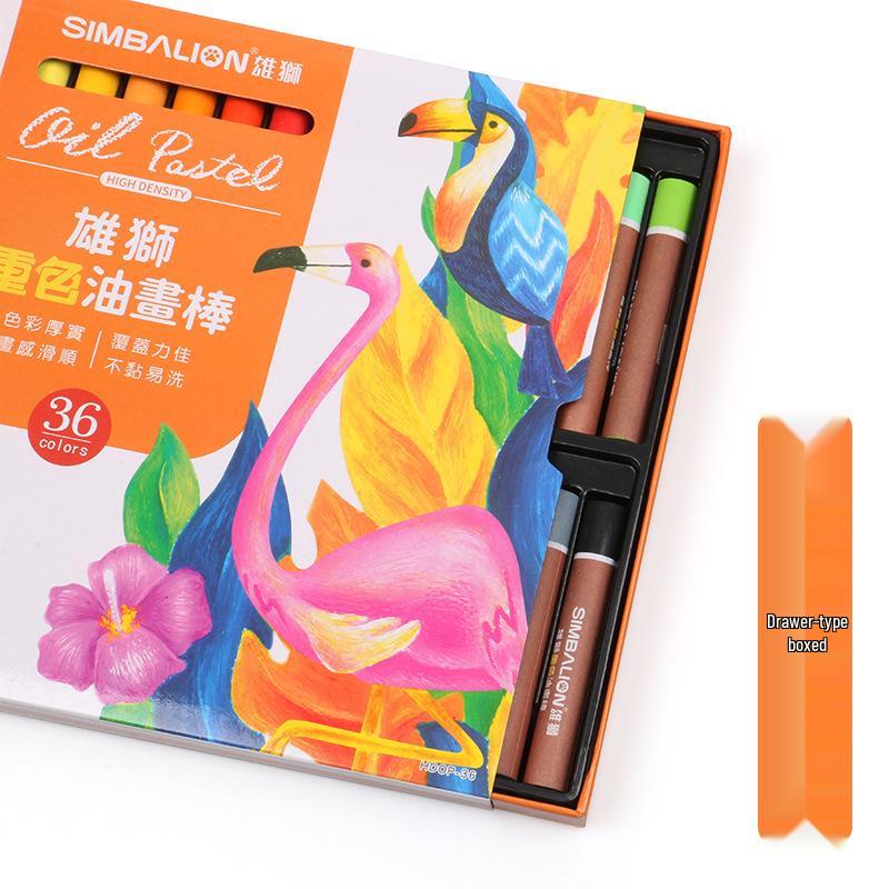 Lion Heavy Color Oil Pastels Crayons - 24 or 36 Colors for Student and Children's Art.