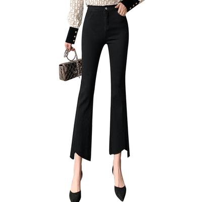 Y2k Black Flare Pants Fashion  Ankle-Length Trousers Streetwear Women High Waist Vintage Harajuku Black Micro Flare Casual Pants