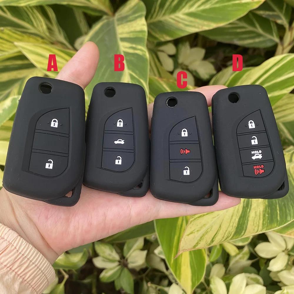 2 3 4 Button Silicone Car Key Case Cover Protect Shell Skin For Toyota Corolla Rav4 C-Hr Yaris Aygo Avensis Scion Vitz Flip Key