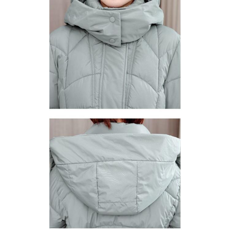 Damen Winter Schlank geschnittener Mittellanger Daunenmantel Dicke Warme Baumwoll-Pufferjacke mit Taillenraffung