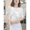 women round neck sequin knit top short sleeve casual t shirt
