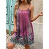 Summer Women's Simple and Elegant Daisy-Print Spaghetti-Strap Dress Round-Neck Fashionable Casual Dress