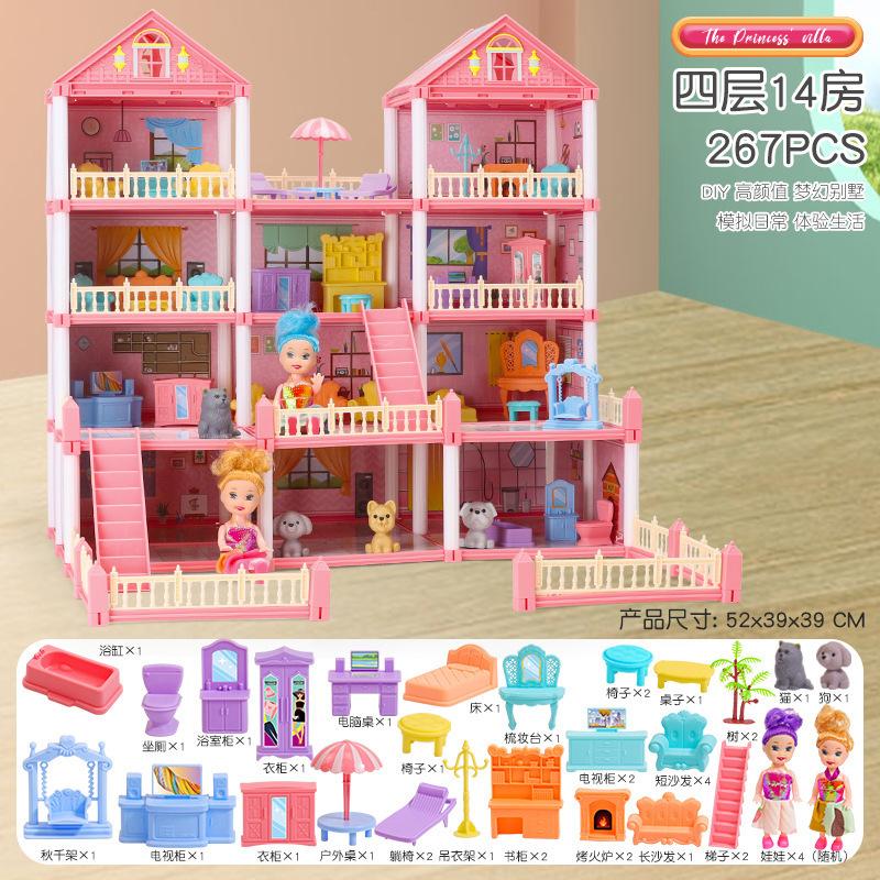 Diy Doll House Children Dream Princess Big Castle Villa Birthday Gift Play House Toys