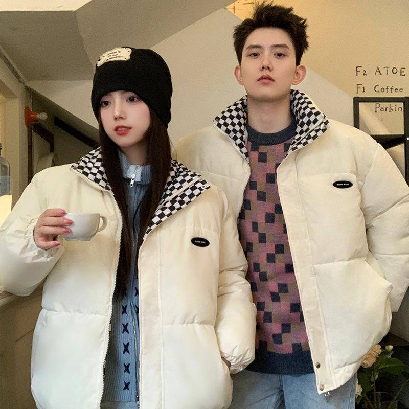 Chessboard Couple's New Cotton Clothes Loose Design Sense Niche Small Winter Thickened Cotton Clothes Women