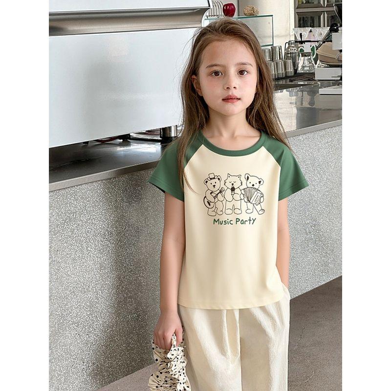 Foreign Trade Children's Pure Cotton Short-Sleeve T-Shirt New Style for Young Children Summer Baby Clothes Thin Style Girls' Cartoon Top Ins