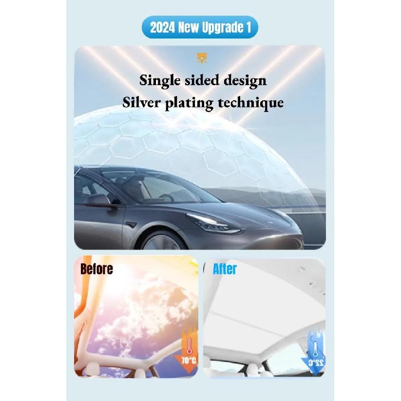 Roof Sunshades for Tesla Model Y 2025 Juniper Model 3 Sunroof Shade Sunshade Roof Sun Shade for 2024-2025 Tesla Model 3 HighlandWindshield Sunshades