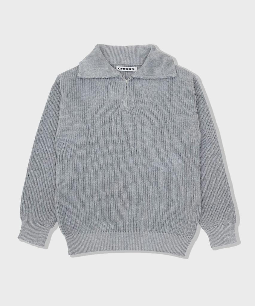 CHICKS Half-Zip Collar Oversized Knit Beige