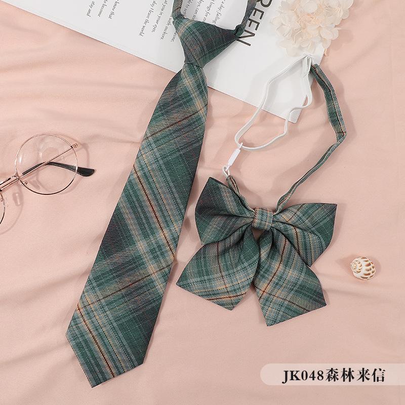 Jkdk Japanese Korean Version Of Striped College Style Red Cyan Gray Blue Shirt Men'S And Women'S Accessories Free Tie Tie Set