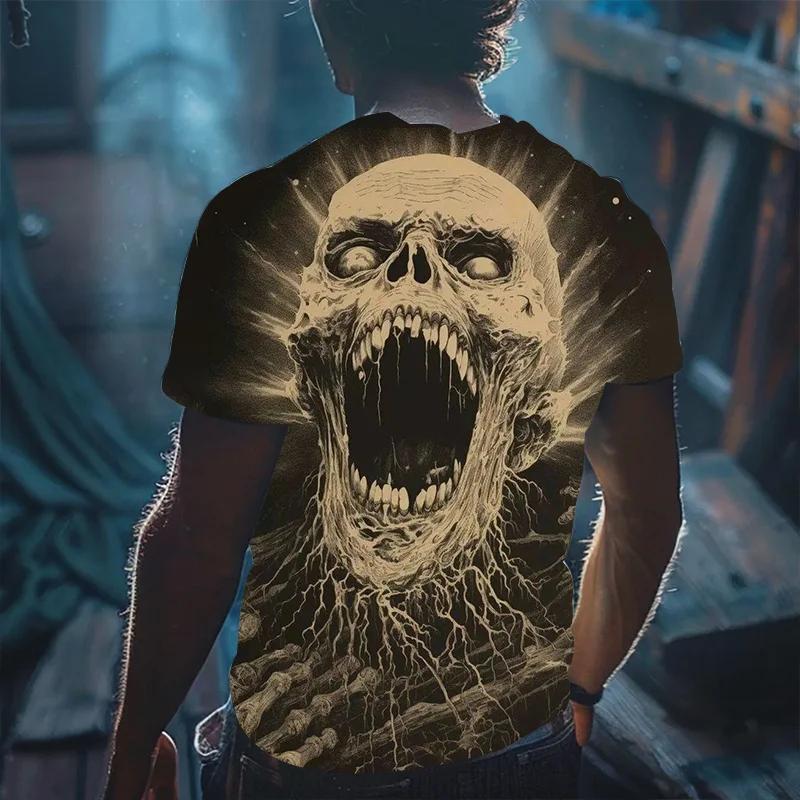Gothic Style Men's T-shirt Horror Skull 3D Print Kids Tees Fashion Men Women Short Sleeve O-Neck Tshirt Oversized Street Y2k Top