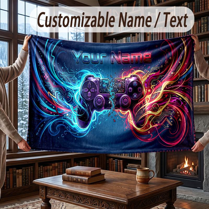 Neon Colorful Theme Throw Blanket Custom Name Text Personalized Blanket Soft Cozy Blanket for Home Sofa Bed