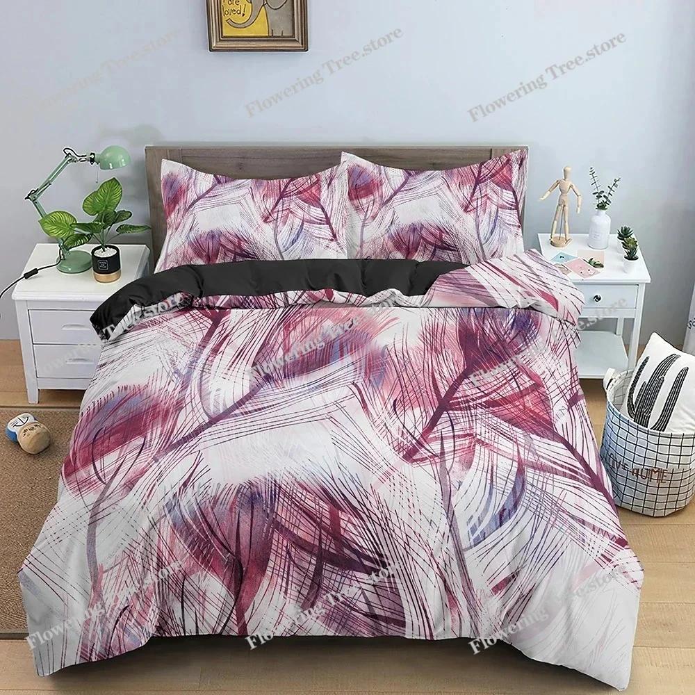 Feathers Pattern Bedding Set Duvet Cover Comforter Covers For Bedroom Twin King Size Soft Quilt Cover With Pillowcase