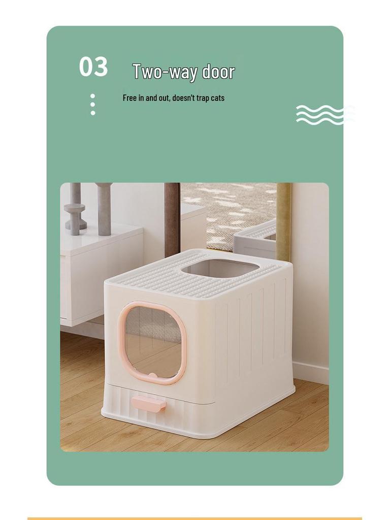 Foldable Odor-Resistant Cat Litter Box: Enclosed, Anti-Splash Design for Easy Cleaning
