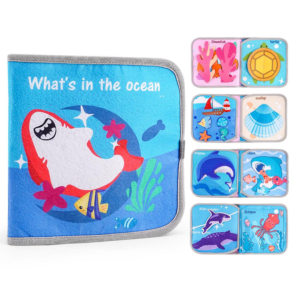 Busy Book Infant Early Education Book Puzzle Toy Animal Cognitive FabricBook Repeated Paste Book and Sensory playthings