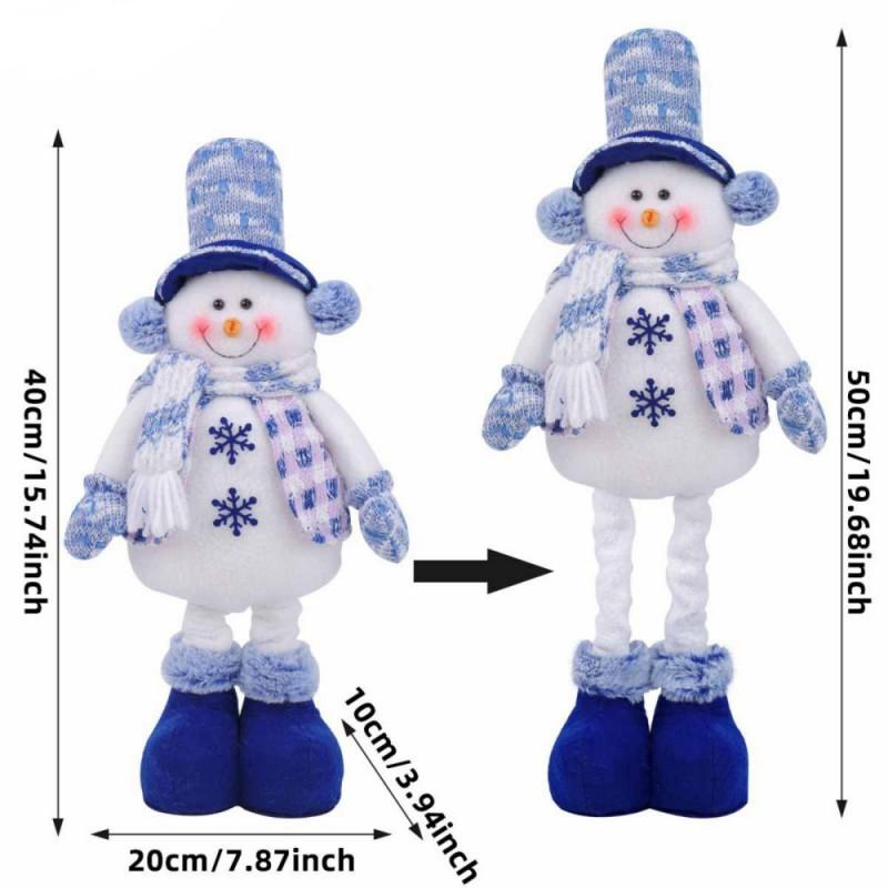 1PC Christmas Decorations Adjustable Extendable Snowman Reindeer Plush Dolls Home Tabletop Ornaments New Year Gifts