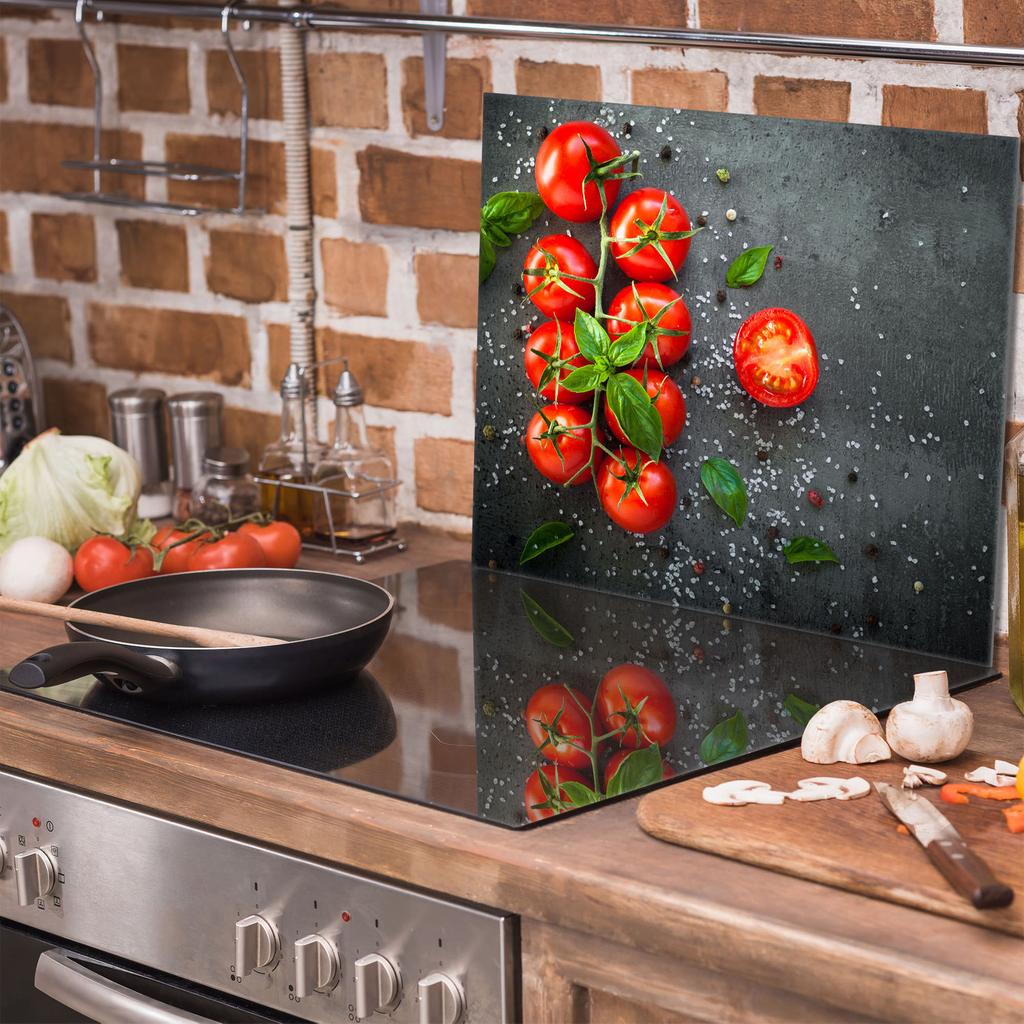 Szklana płyta ochronna na kuchenkę 60x52 Pomidory
