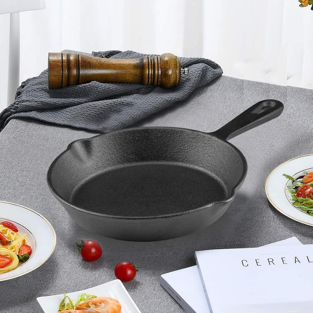 6 Inch Cast Iron Skillet, iron frying pan Frying Pan with Drip-Spouts,Nonstick Cookware, Camping Indoor and Outdoor Cooking