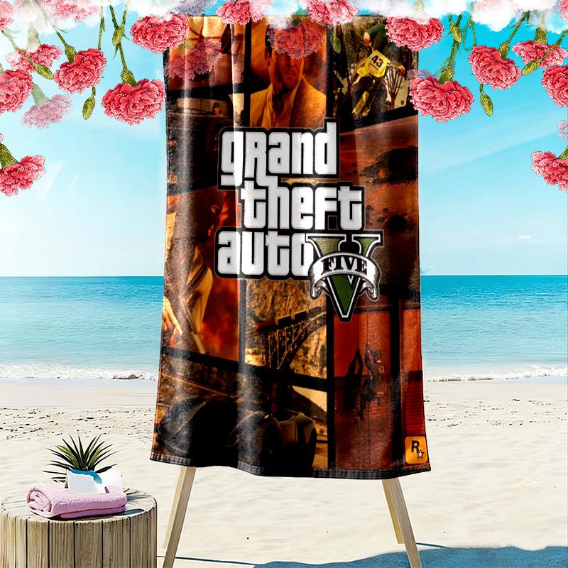 Grand Theft Auto V: Asciugamano da spiaggia Crime Chaos Asciugamano da spiaggia per foto vacanza Portatile per viaggio nuoto mare asciugatura rapida asciugamano da nuoto