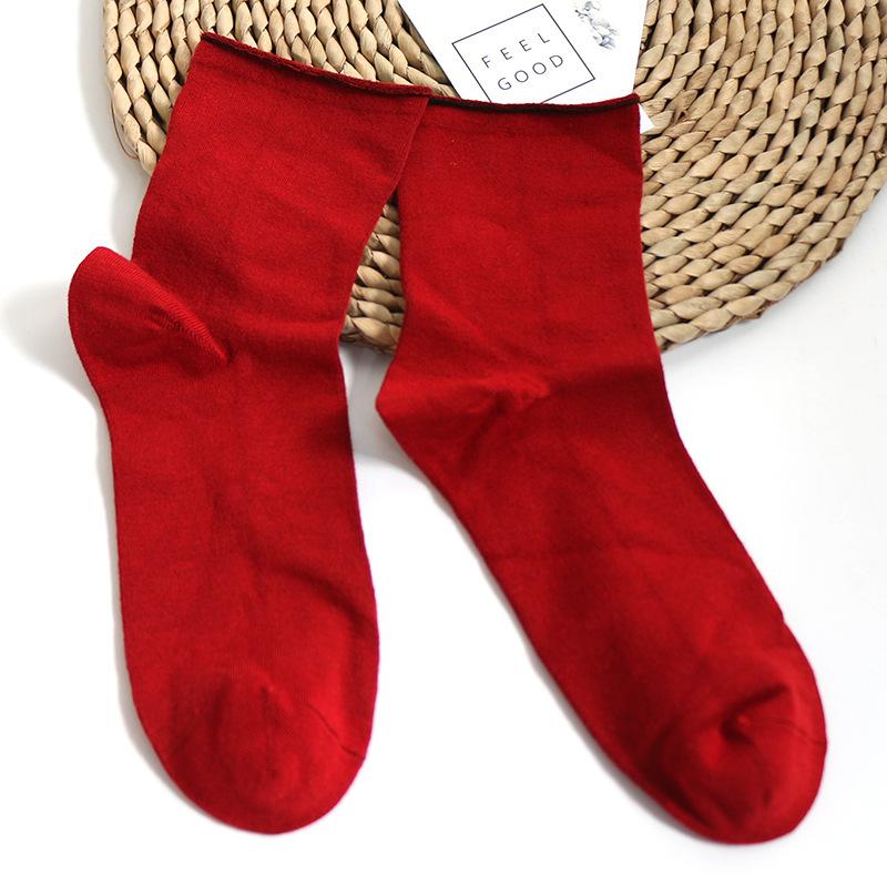

Мужские осенне-зимние простые носки до середины икры из бамбукового волокна, хлопковые носки, деловые носки, дышащие носки до середины икры 1 pair темно-красного