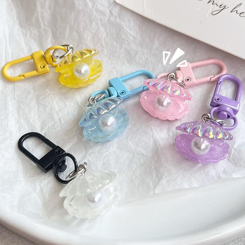 Cute Pearl Shell Keychain Pendant Keyring For Girls Backpack Charm Headphone Case Pendant Accessorie Creative Gifts