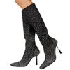 Women's Boots Thin Heel High Heel Fashion Boots Rhinestone Skinny Boots Pointed Denim Versatile High Boots Children