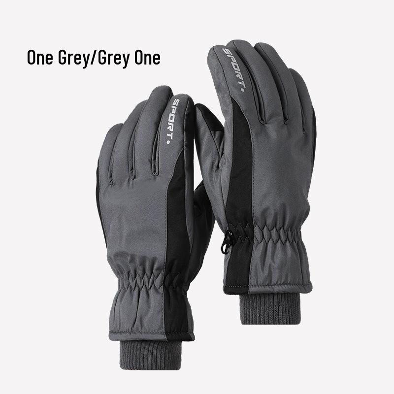 

Мужские зимние водонепроницаемые сенсорные лыжные и велосипедные перчатки - на флисовой подкладке, нескользящие One Size серый