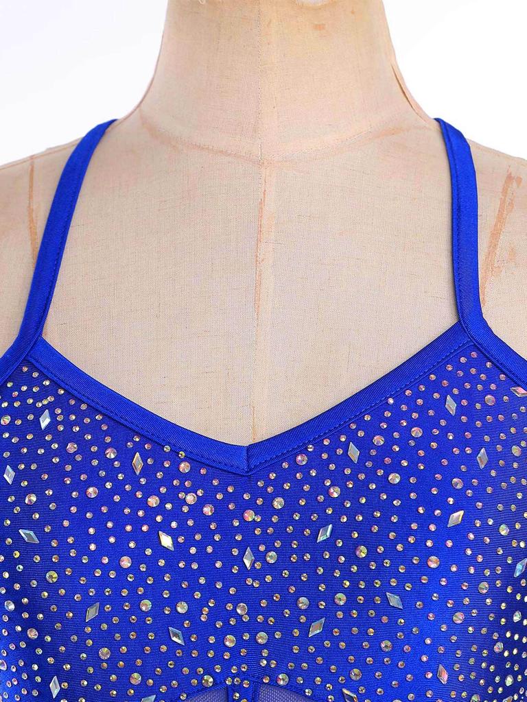 Women's Latin Dance Leotard Jazz Dance Top Sleeveless Fringe Sparkly Bodysuit Samba Salsa Dancewear