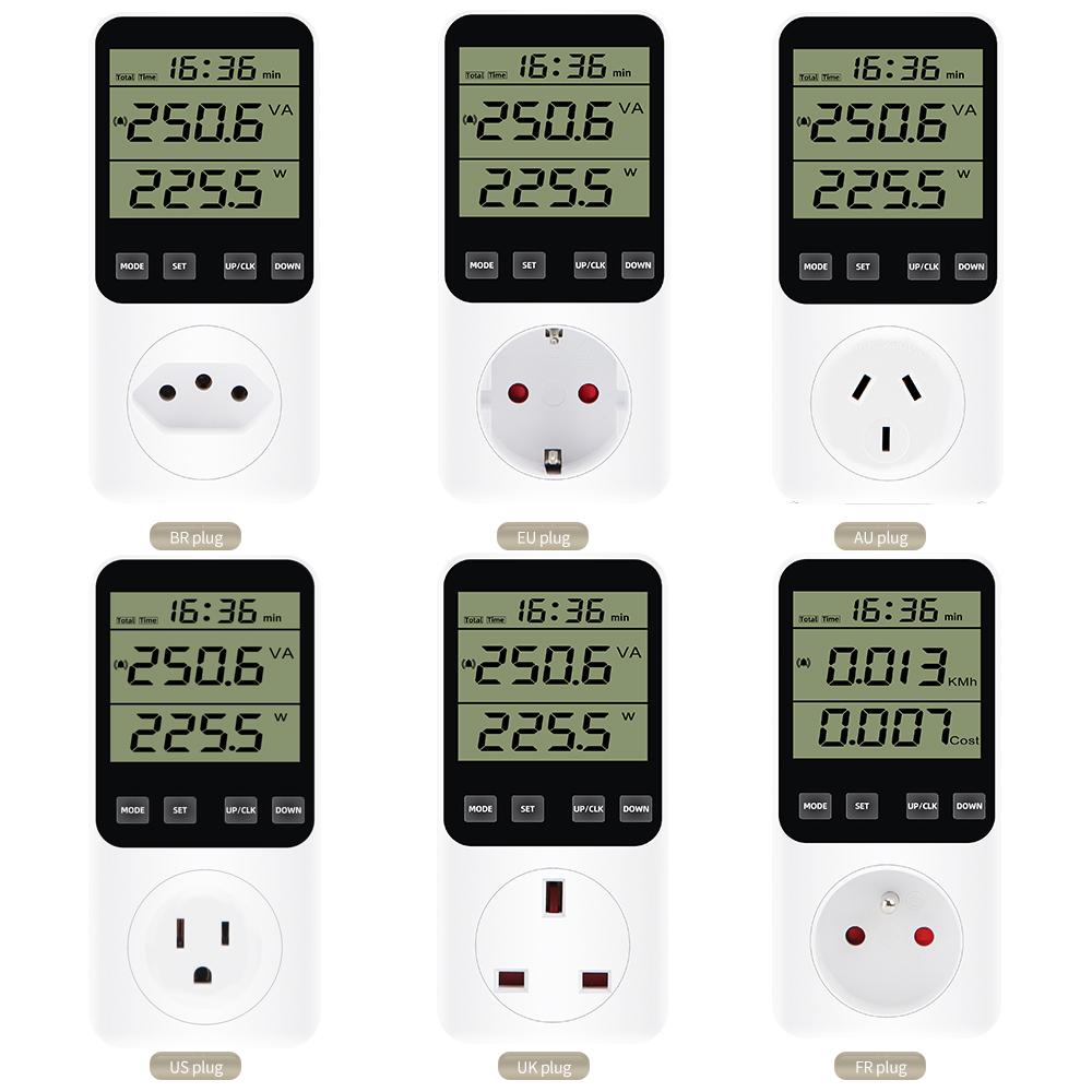 LCD Digital Power Meter EU US UK AU Plug Energy Meter Electronic Wattmeter Voltmeter Ammeter Electricity Cost KWH Monitor