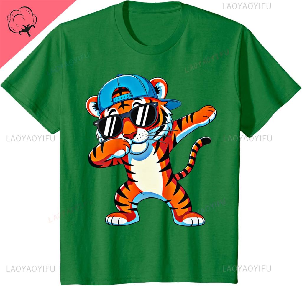 Cute Dabbing Tiger Kids Men Toddler Boys Animal Wildcats TShirt Breathable and Comfortable Summer Cotton Tops Camiseta